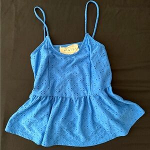 Eyelet babydoll peplum tank top
